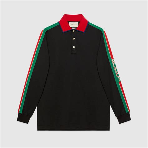 gucci long sleeve polo|gucci navy striped polo shirt.